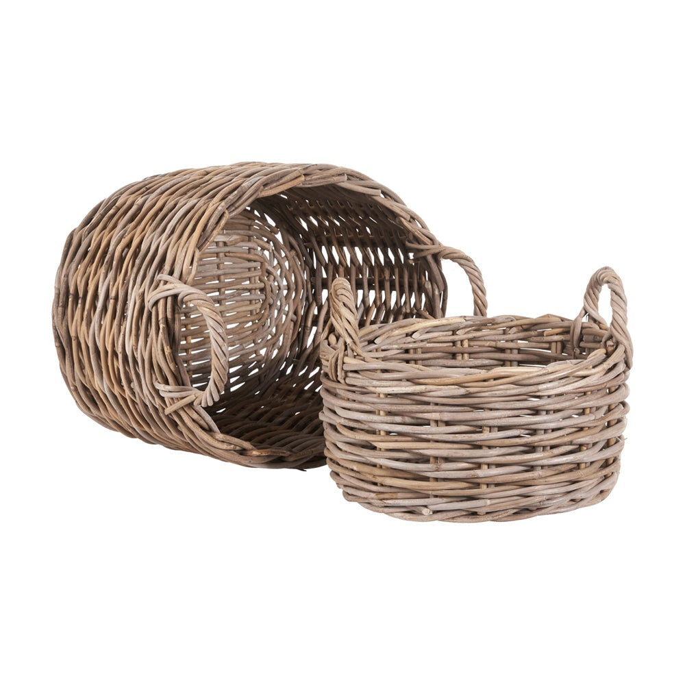 Olivia'a Set of 2 Kobi Oval Baskets in Grey