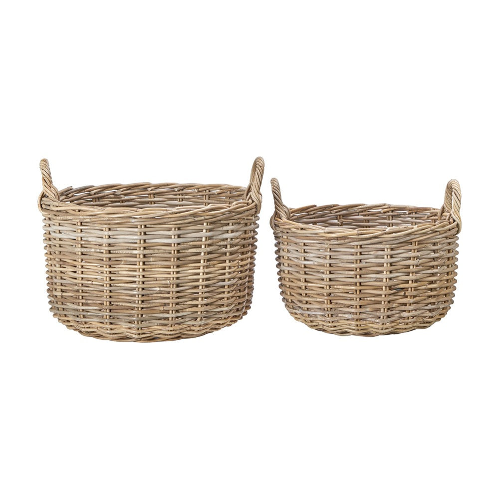 Olivia's Set of 2 Kobi Log Baskets in Grey