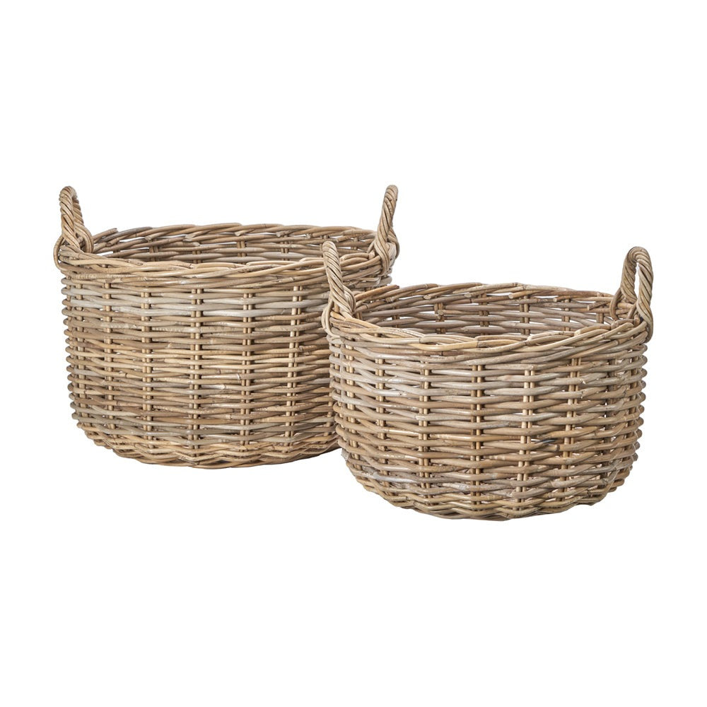 Olivia's Set of 2 Kobi Log Baskets in Grey