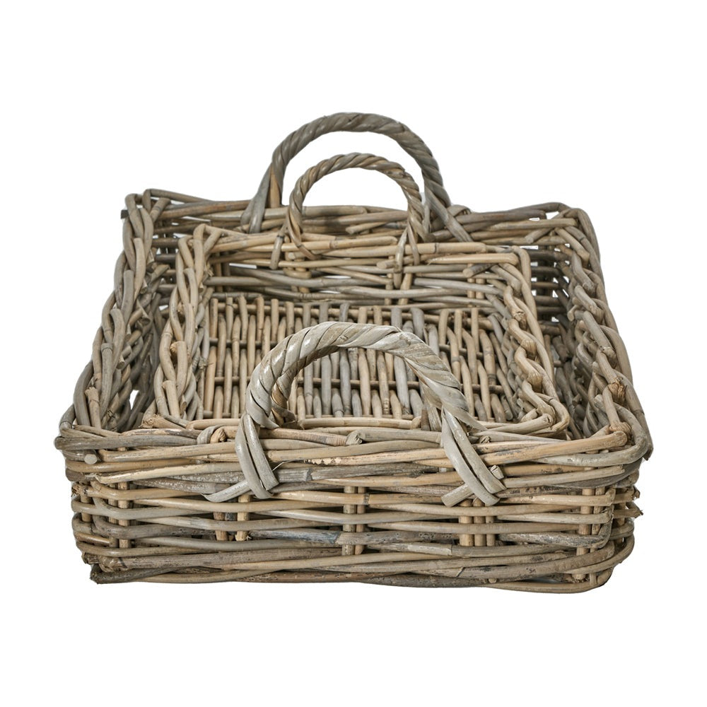 Olivia's Set of 2 Kobi Tray Baskets in Grey