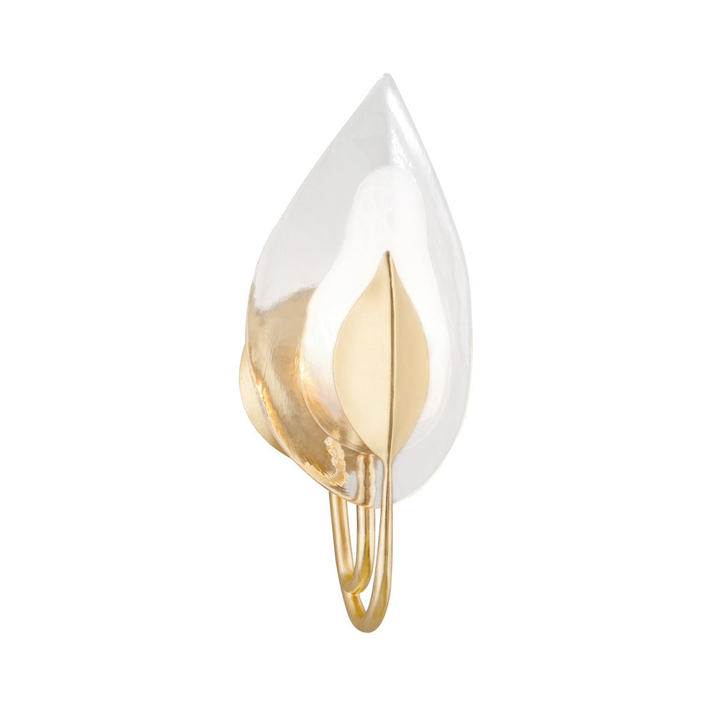 Hudson Valley Lighting Blossom 1 Light Wall Sconce in Soft Off White & Gold Leaf