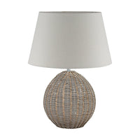 Olivia's Raffie Small Rattan Table Lamp in Cream Wash