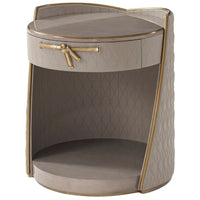 Theodore Alexander Iconic Round Bedside Table in Leather