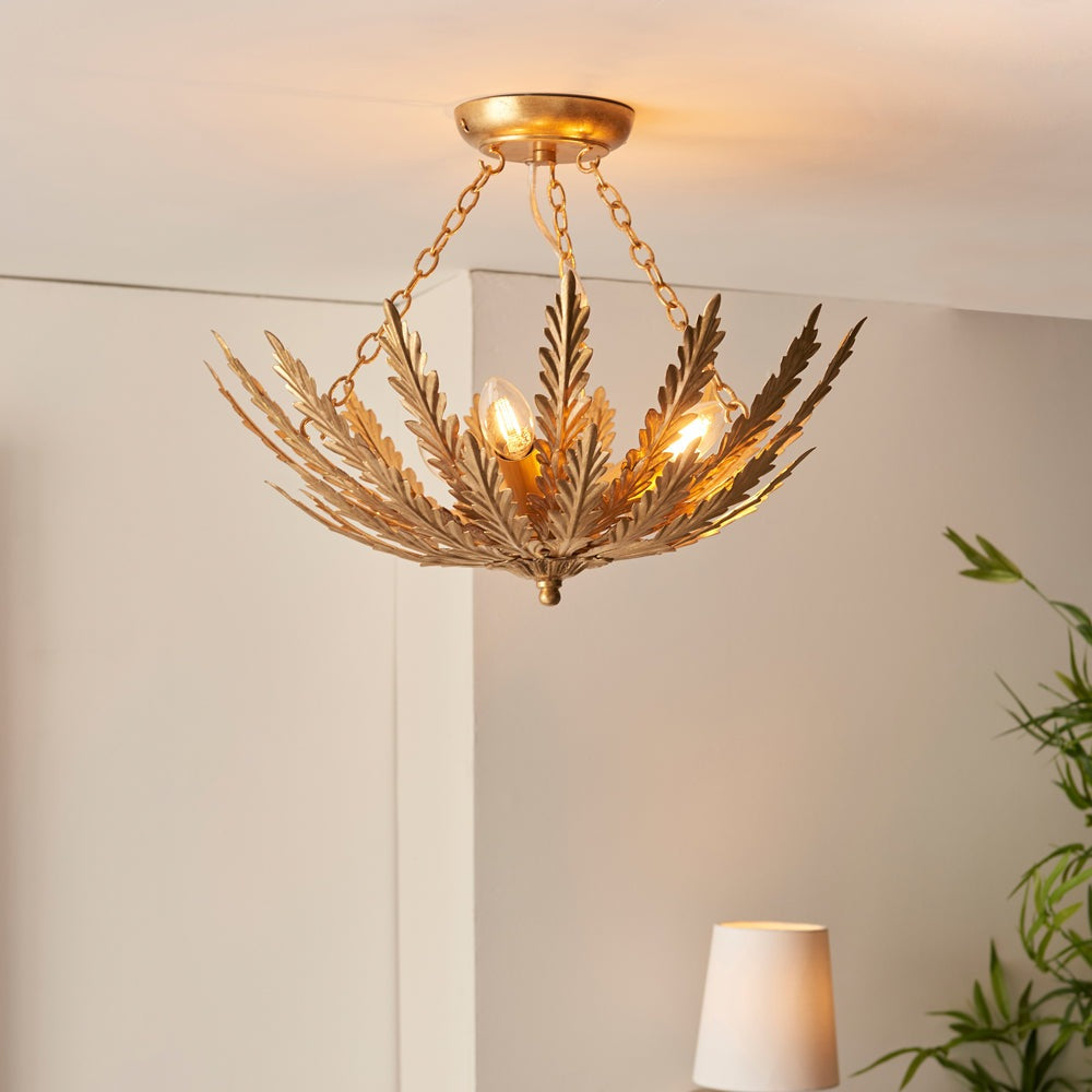 Gallery Interiors Delphine 3 Ceiling with Light Gold Leaf finish