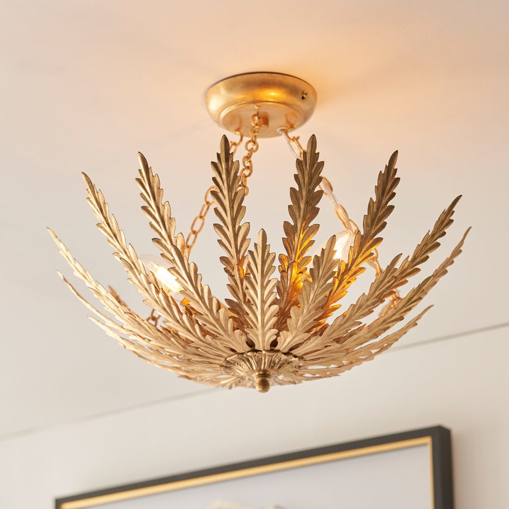 Delphine 3 Light Ceiling Light - Gold Leaf Finish GalleryDirect 4