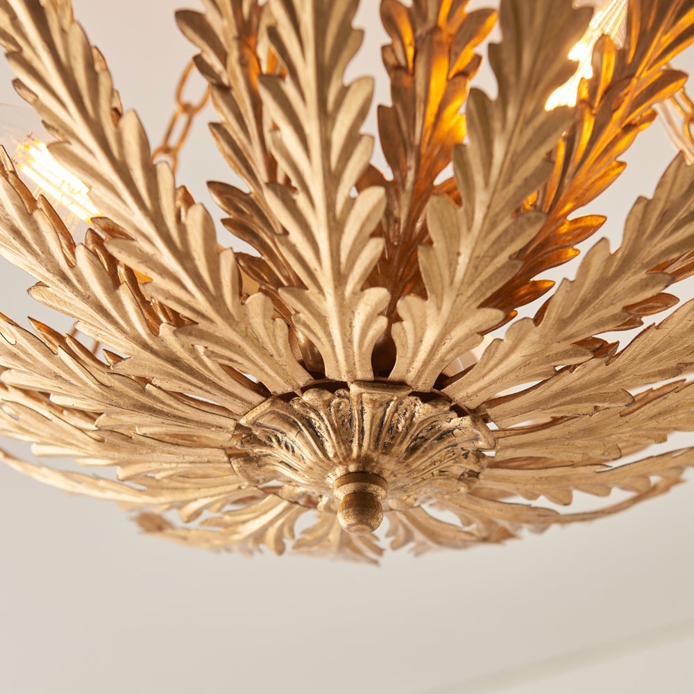 Gallery Interiors Delphine 3 Ceiling with Light Gold Leaf finish