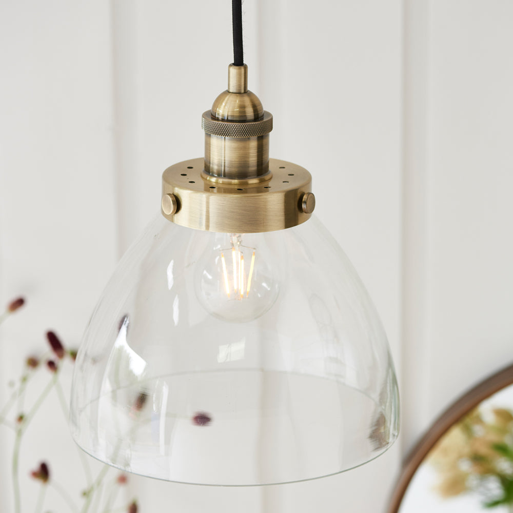 Gallery Interiors Hansen Pendant Light in Antique Brass