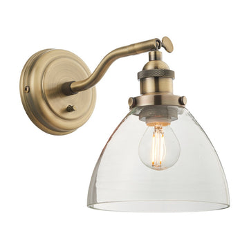 Gallery Interiors Hansen Wall Light in Antique Brass