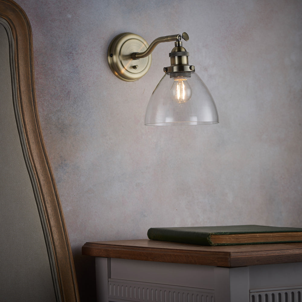 Gallery Interiors Hansen Wall Light in Antique Brass