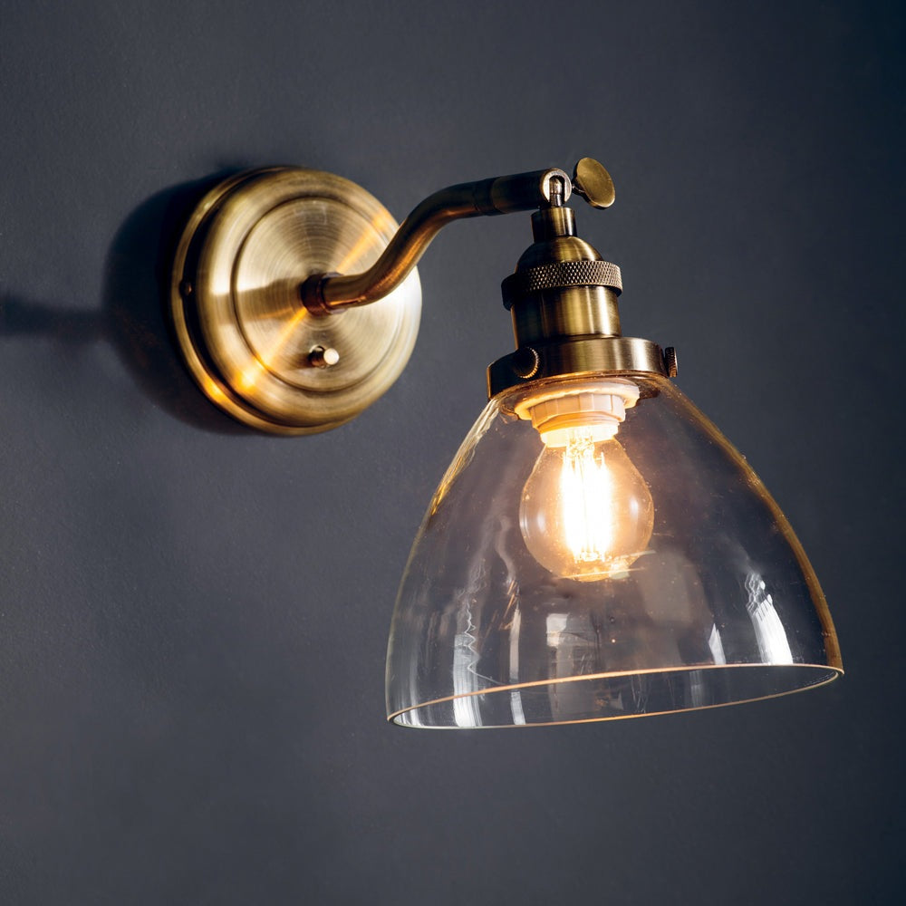 Gallery Interiors Hansen Wall Light in Antique Brass