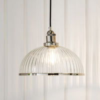 Gallery Interiors Hansen Glass Pendant Light Bright Nickel