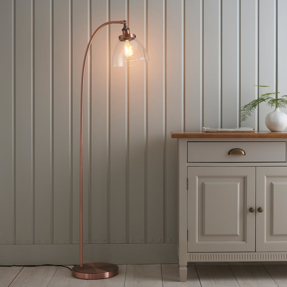 Gallery Interiors Hansen Floor Lamp in Aged Copper