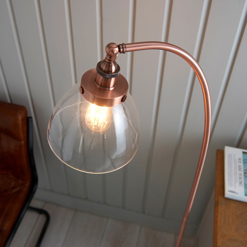 Gallery Interiors Hansen Floor Lamp in Aged Copper