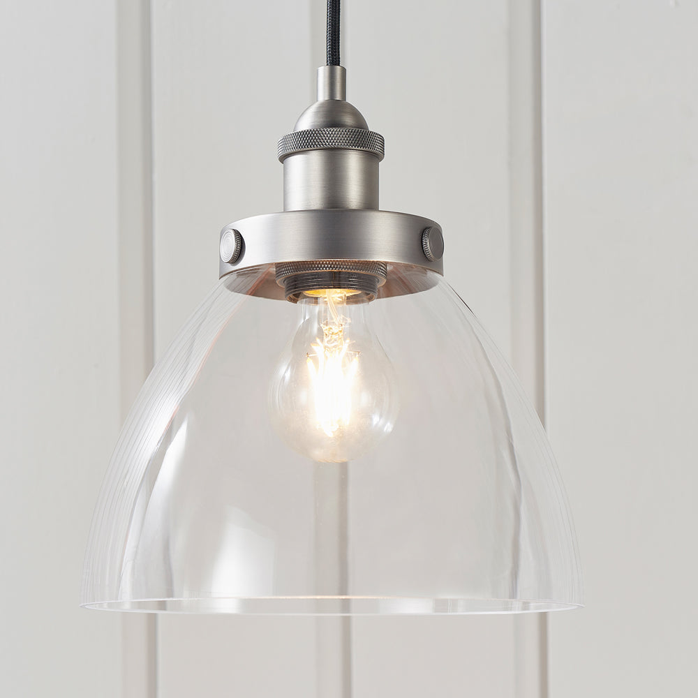 Gallery Interiors Hansen Pendant Light in Brushed Silver