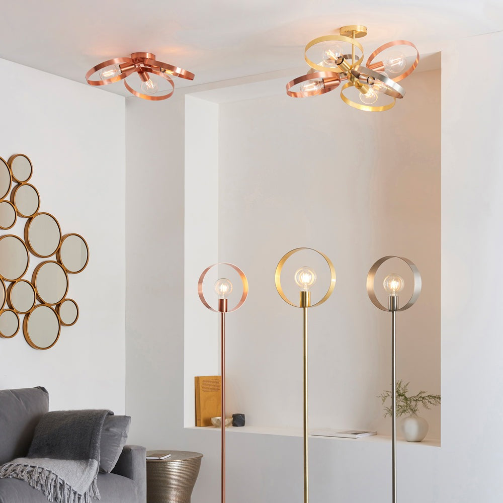 Gallery Interiors Hoop 6 Ceiling Light in Brushed Brass