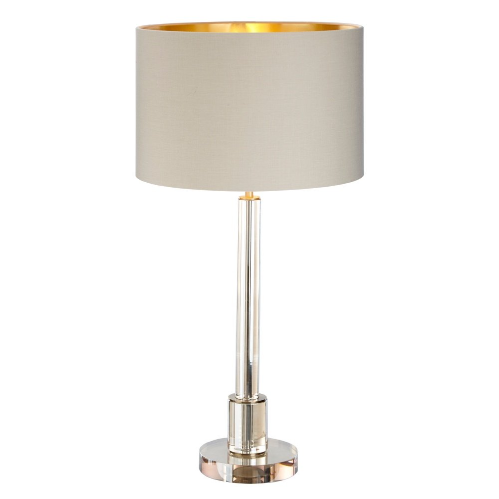 RV Astley Haldor Crystal Table Lamp Brass Finish & Cognac