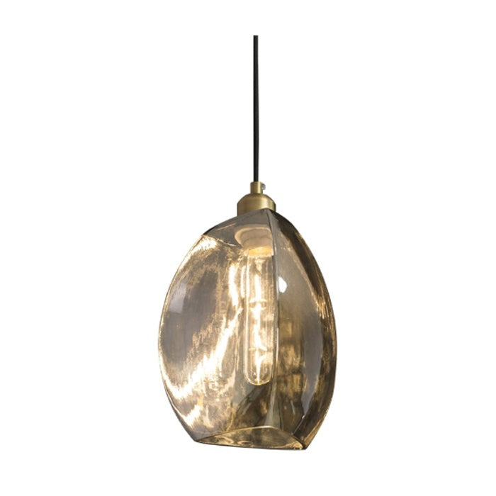 RV Astley Talence Antique Brass Smoke Glass Pendant Light