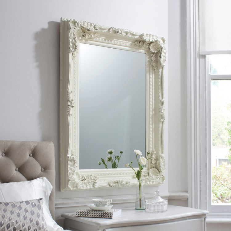 Gallery Interiors Carved Louis Mirror Cream