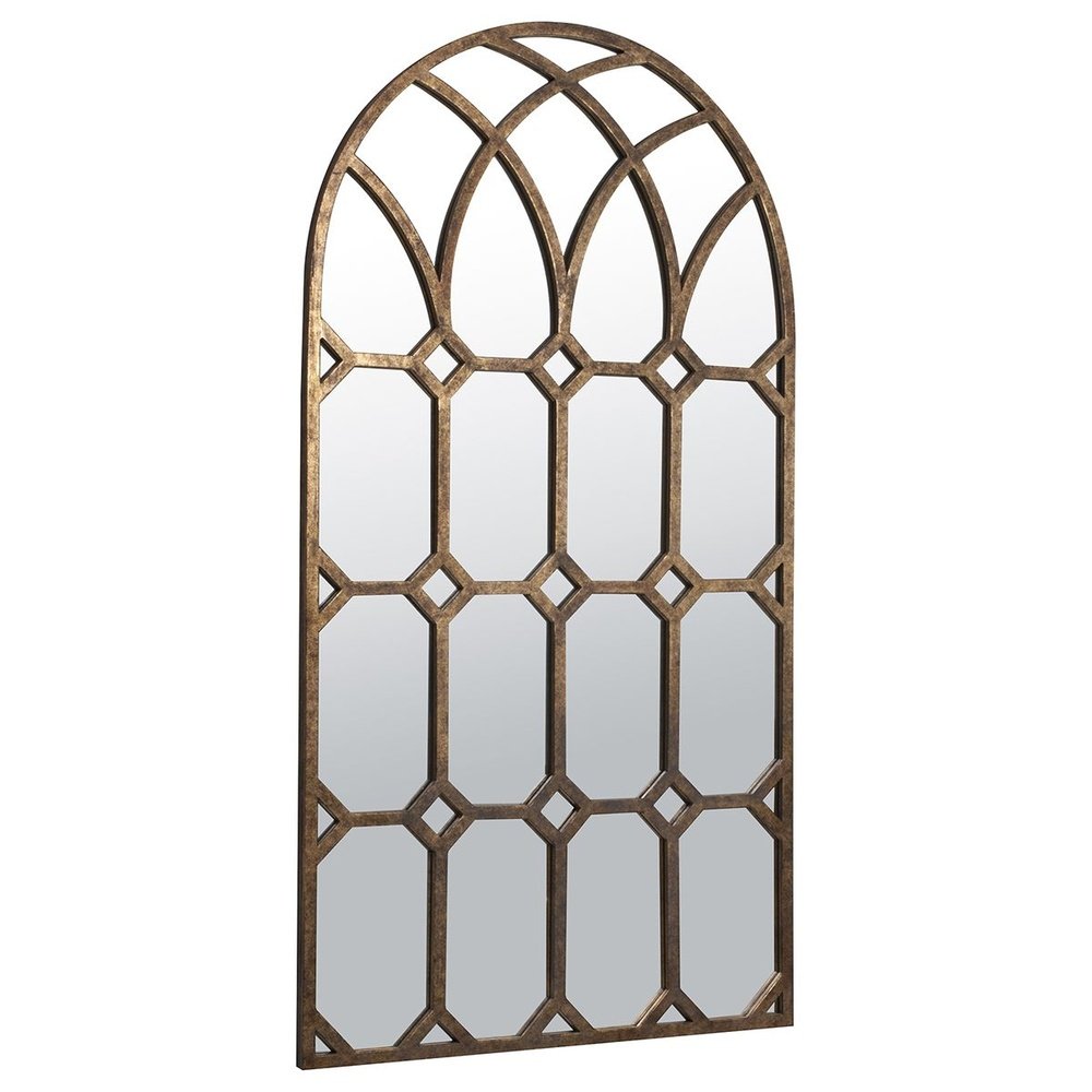 Gallery Interiors Khadra Gold Arched Window Pane Mirror | Outlet