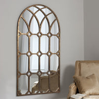 Gallery Interiors Khadra Gold Arched Window Pane Mirror