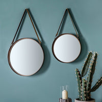 Gallery Interiors Set of 2 Marston with Leather Strap Mirrors