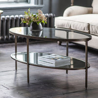 Gallery Interiors Hudson Oval Coffee Table in Aged Bronze