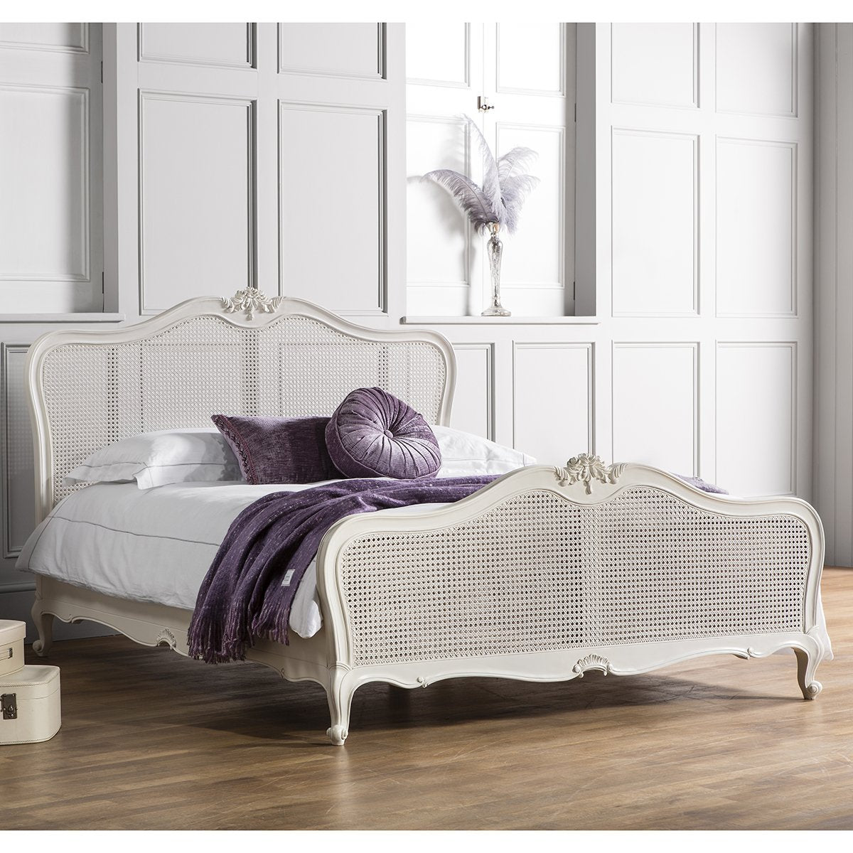 Gallery Chic Cane King Size Bed in Off White-GalleryDirect-Olivia's