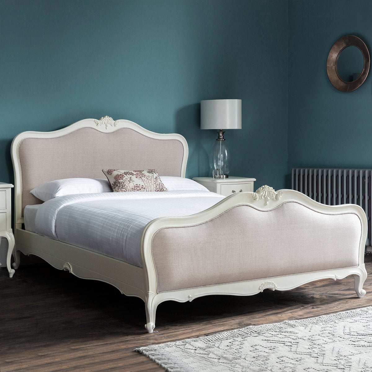 Gallery Chic King Size Upholstered Bed in Grey Linen-GalleryDirect-Olivia's 