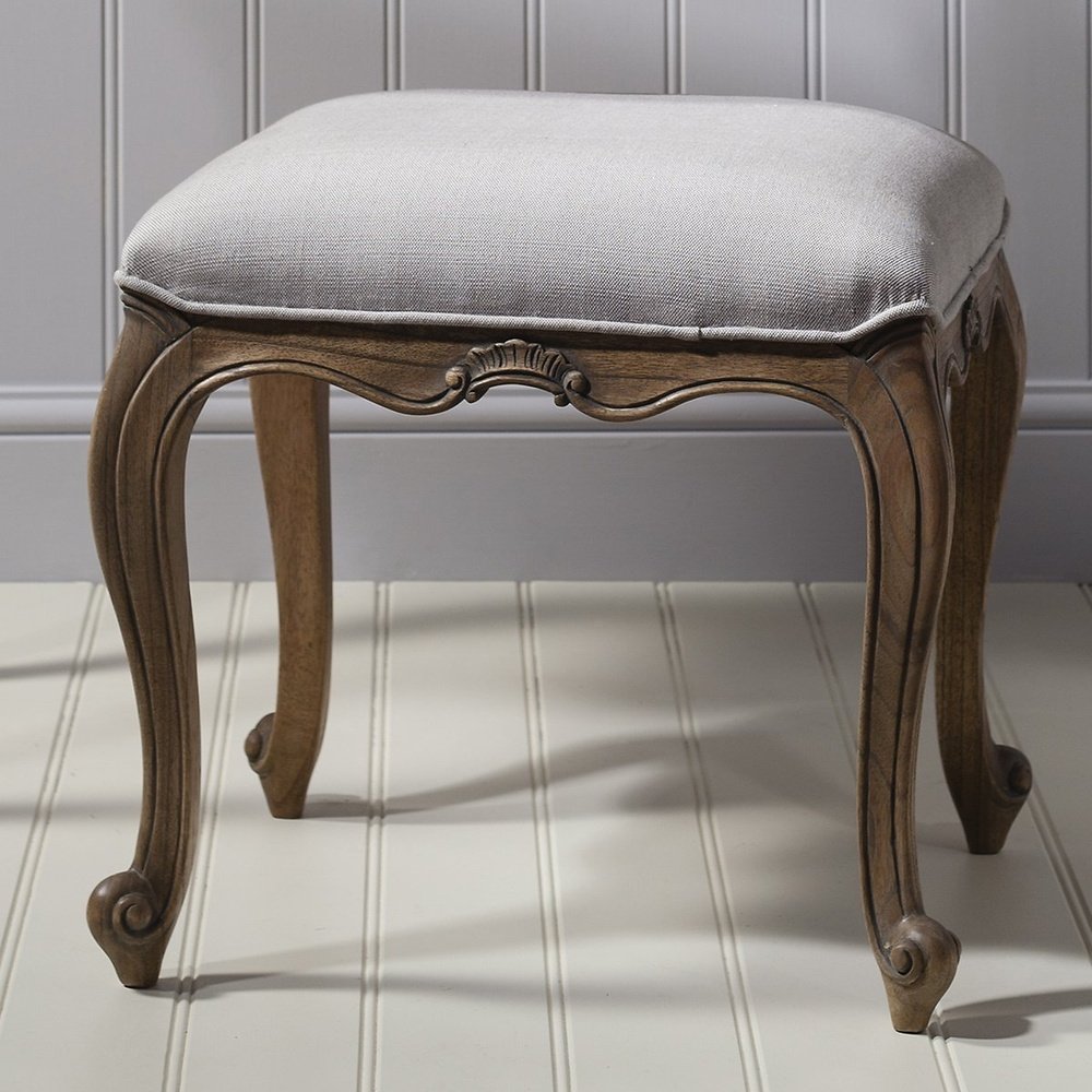 Gallery Chic Dressing Stool in Weathered Wood-GalleryDirect-Olivia's