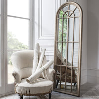 Gallery Interiors Curtis Arched Window Pane Mirror in Gold