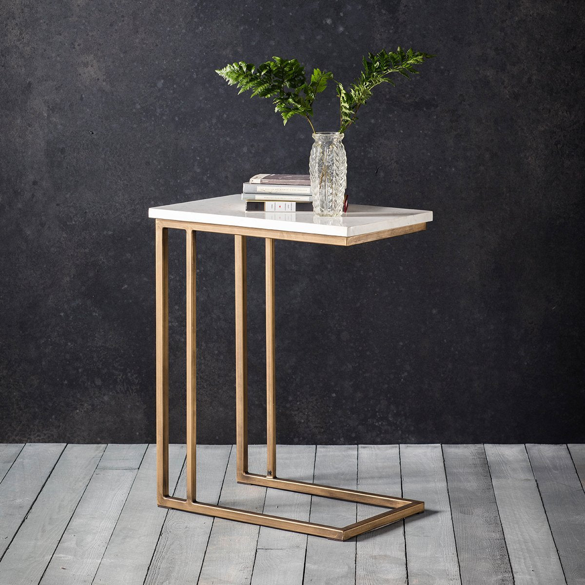 Hudson Living Cleo Marble Supper Side Table in Gold-GalleryDirect-Olivia's