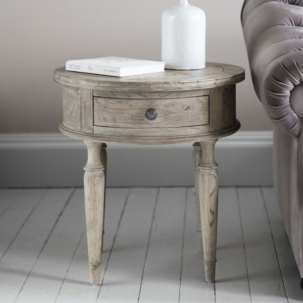  GalleryDS-Gallery Interiors Mustique Round 1 Drawer Side Table-Natural 49 
