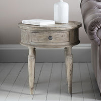 Gallery Interiors Mustique Round 1 Drawer Side Table