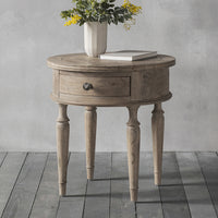 Gallery Interiors Mustique Round 1 Drawer Side Table