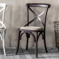 Gallery Interiors Set of 2 Café Dining Chairs - Linen & Black Oak