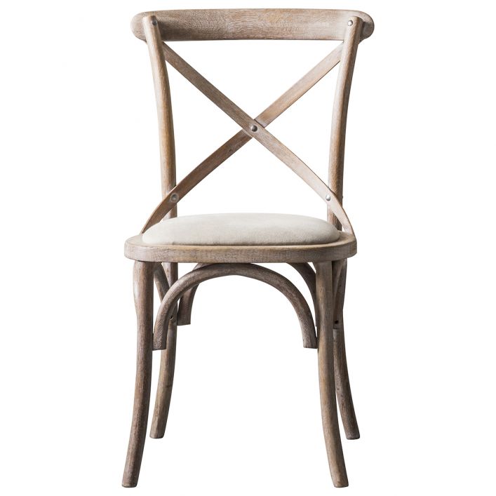 Gallery Interiors Set of 2 Caf̩é Dining Chairs - Linen & Natural Oak