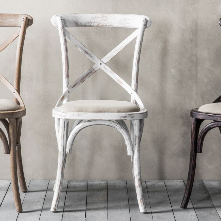  GalleryDirect-Gallery Interiors Set of 2 Café Dining Chairs - Linen & Off White Oak-White 893 
