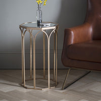 Gallery Interiors Canterbury Side Table in Antique Gold