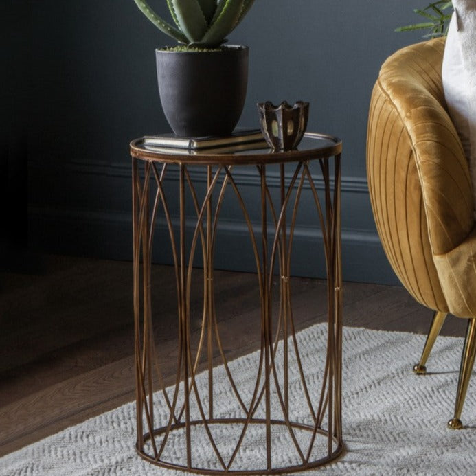 Gallery Interiors Highgate Side Table in Antique Gold