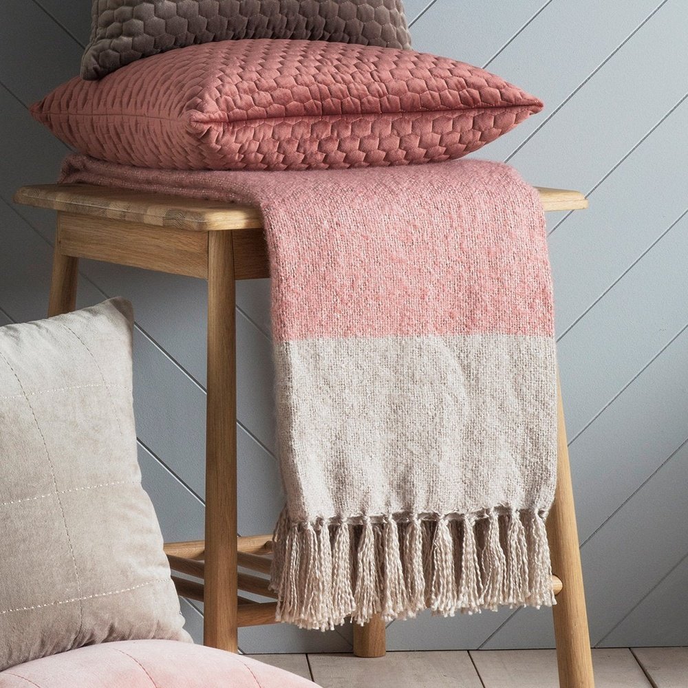 Gallery Tonal Mohair Throw in Blush & Silver-GalleryDirect-Olivia's