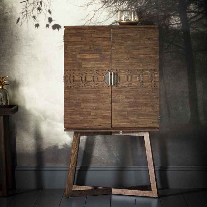 Gallery Interiors Boho Retreat Cocktail Cabinet in Brown