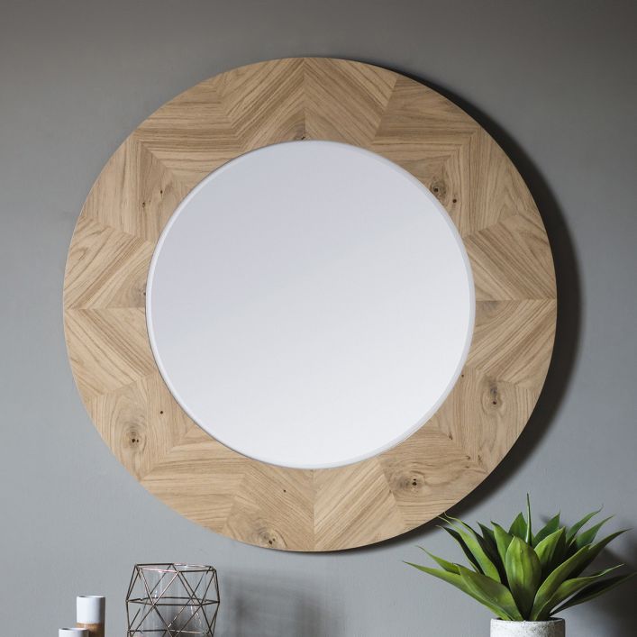  GalleryDS-Gallery Interiors Milano Round Mirror-Light Wood 581 