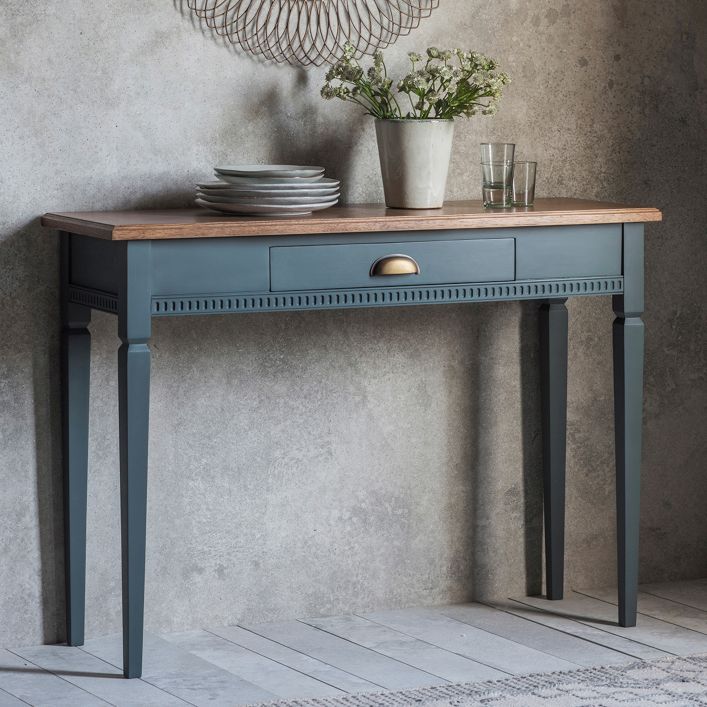  GalleryDirect-Gallery Interiors Bronte 1 Drawer Console Table in Storm Blue-Blue 677 