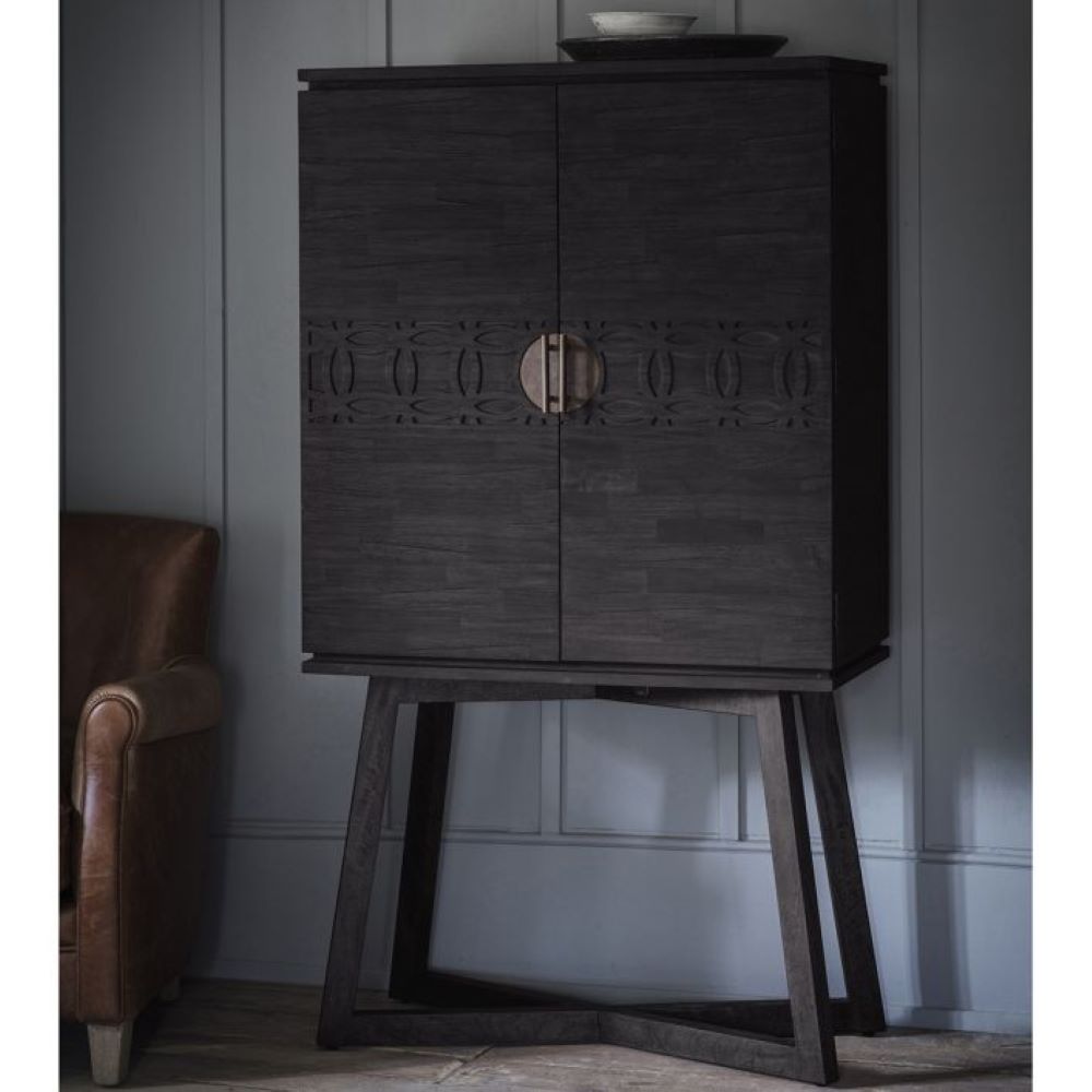 Gallery Interiors Boho Boutique Cocktail Cabinet Black