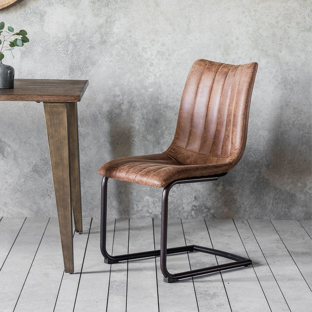 Gallery Set of 2 Edington Leather Brown Dining Chairs-GalleryDirect-Olivia's