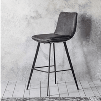 Gallery Interiors 2x Palmer Grey Leather Bar Stool