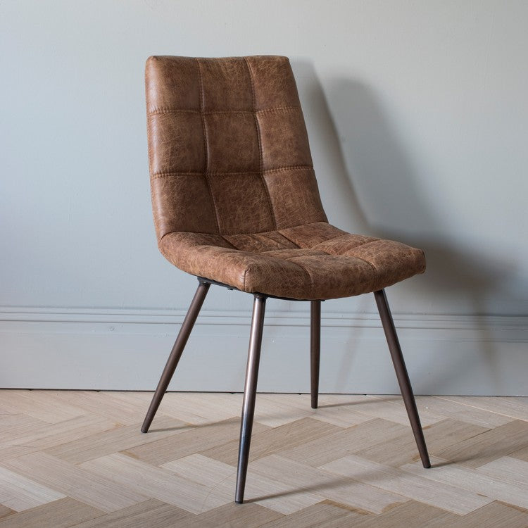 Gallery Set of 2 Darwin Brown Leather Dining Chairs-GalleryDirect-Olivia's