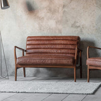 Gallery Interiors Datsun 2 Seater Sofa in Vintage Brown Leather