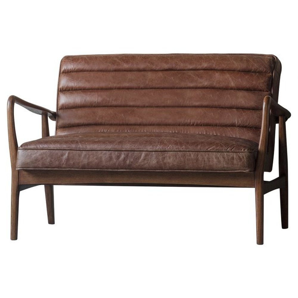  GalleryDS-Gallery Interiors Datsun 2 Seater Sofa in Vintage Brown Leather-Brown 445 
