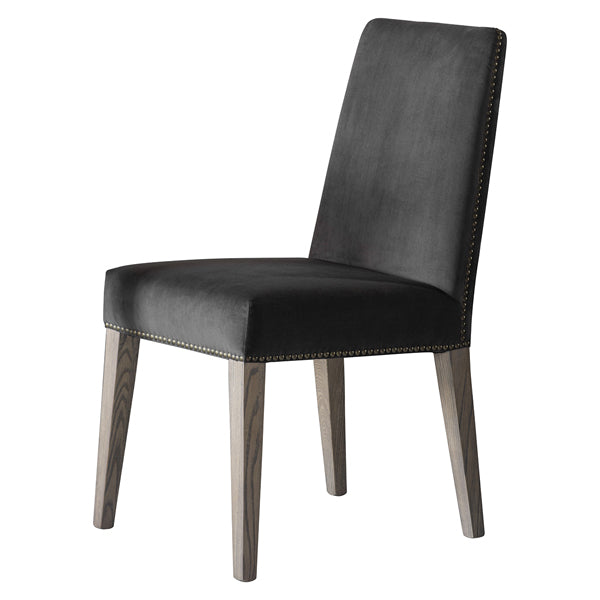 Gallery Interiors Set of 2 Rex Dining Chairs in Mouse Velvet | Outlet